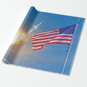Lancering van Apollo 11 met Amerikaanse vlag Cadeaupapier (Uitgerold)