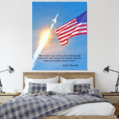 Lancering van Apollo 11 met Amerikaanse vlag Canvas Afdruk (Insitu (Slaapkamer))