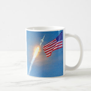 Lancering van Apollo 11 met Amerikaanse vlag Koffiemok