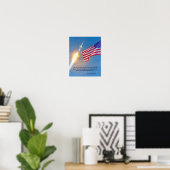 Lancering van Apollo 11 met Amerikaanse vlag Poster (Thuiskantoor)
