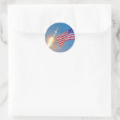 Lancering van Apollo 11 met Amerikaanse vlag Ronde Sticker (Tas)