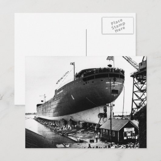 Lancering van de Edmund Fitzgerald 6-8-1958 (#1) Briefkaart (Voorkant / Achterkant)