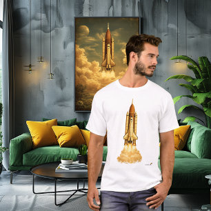 Lancering van een raket uit het midden van de eeuw t-shirt