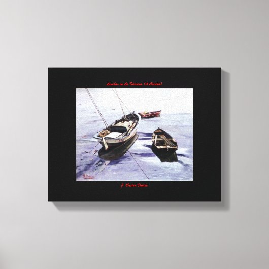 Lanchas en La Dársena (A Coruña) Canvas Afdruk (Voorkant)