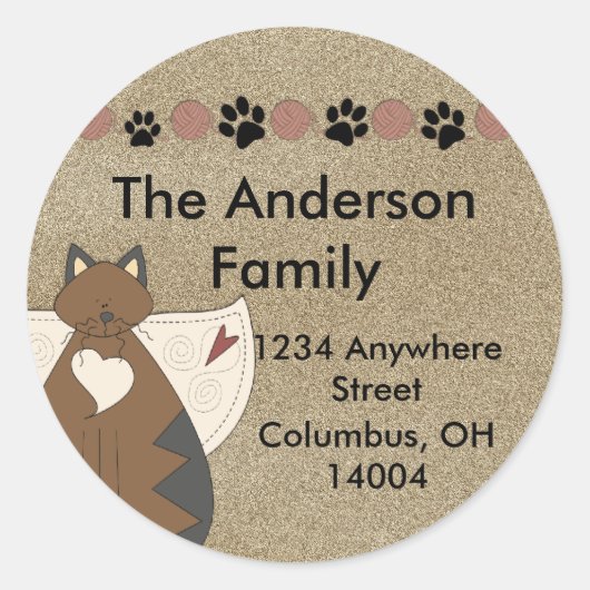 Land Angel Cat Round Return-label Ronde Sticker (Voorkant)