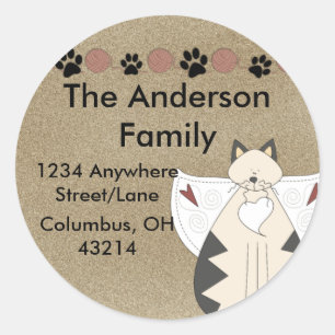 Land Angel Cat Round Return-label Ronde Sticker