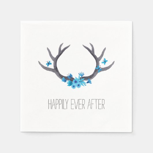 Land Antlers Blauw Bruiloft Servet (Voorkant)