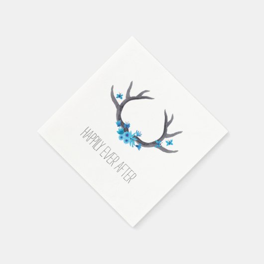 Land Antlers Blauw Bruiloft Servet (Hoek)