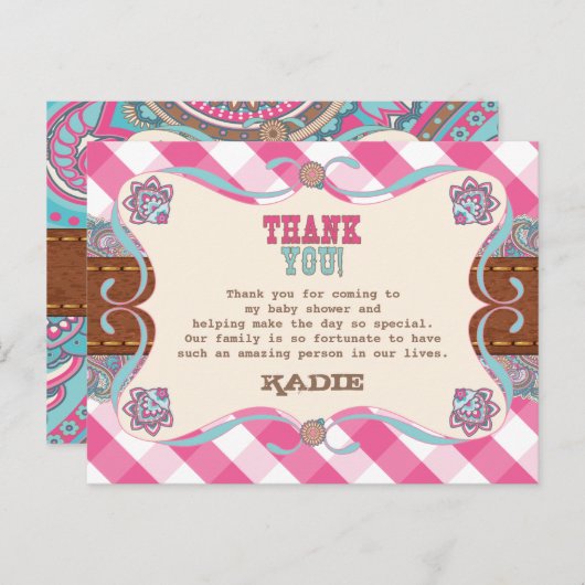 Land Baby shower, bedankt kaarten (Voorkant / Achterkant)