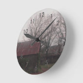 Land Barn Rustic Winter Scene Autumn Americana Ronde Klok (Hoek)