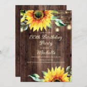 Land Barn String Lights Sunflower 50th Birthday Kaart (Voorkant / Achterkant)