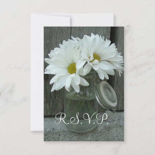 Land/Barn Wedding RSVP - Daisies Mason Jar (Voorkant)