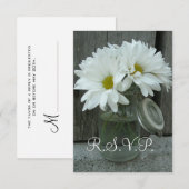 Land/Barn Wedding RSVP - Daisies Mason Jar (Voorkant / Achterkant)