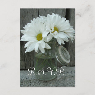 Land/Barn Wedding RSVP - Daisies Mason Jar Kaartje