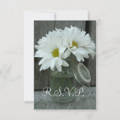 Land/Barn Wedding RSVP - Daisies Mason Jar Kaartje (Voorkant)