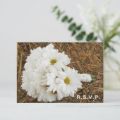 Land/Barn Wedding RSVP - Daisy Bouquet & Hay Kaartje (Staand voorkant)