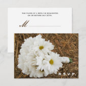 Land/Barn Wedding RSVP - Daisy Bouquet & Hay Kaartje (Voorkant / Achterkant)