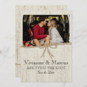 Land Barn Wood Bespaar de datum Save The Date (Voorkant / Achterkant)