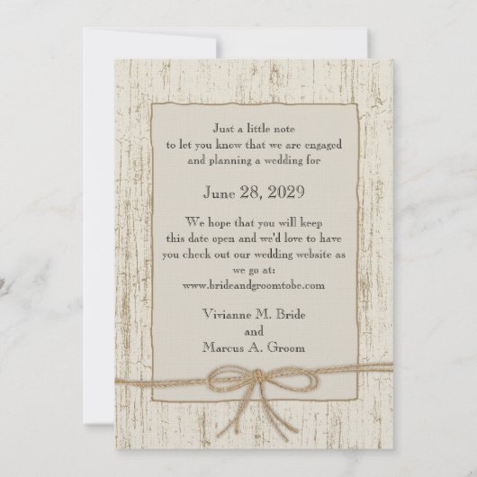 Land Barn Wood Bespaar de datum Save The Date (Achterkant)