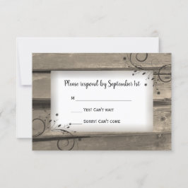 Land Barn Wood en Flowers Wedding RSVP Kaartje