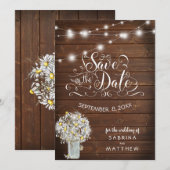 Land Barn Wood Mason Jar Daisy BarefootBride™ (Voorkant / Achterkant)