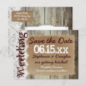 Land Barn Wood Rustic Save the Date Briefkaarten (Voorkant / Achterkant)