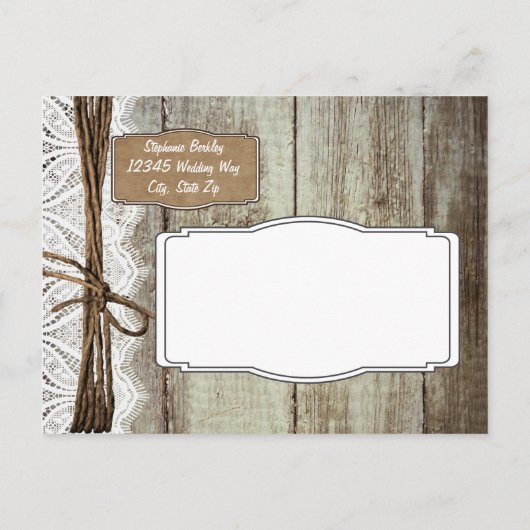 Land Barn Wood Rustic Save the Date Briefkaarten (Achterkant)