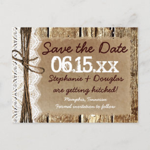 Land Barn Wood Rustic Save the Date Briefkaarten
