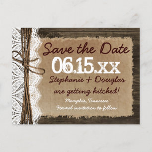 Land Barn Wood Rustic Save the Date Briefkaarten
