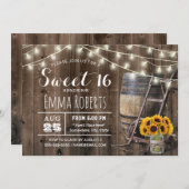 Land Barn Wood Sunflower Jar Rustic Sweet 16 in Kaart (Voorkant / Achterkant)