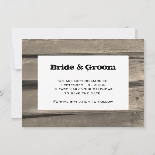 Land Barn Wood Weddenschap Save the Date (Achterkant)