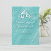 Land Beach Seashells Destination Wedding Invite Kaart (Staand voorkant)