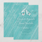 Land Beach Seashells Destination Wedding Invite Kaart (Voorkant / Achterkant)