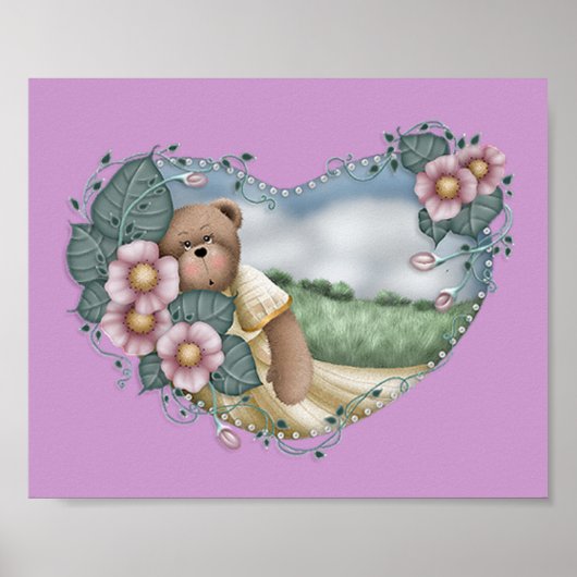 Land Beer in een hartafdruk Poster (Voorkant)