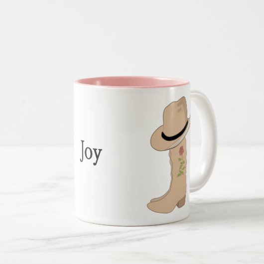 Land Beige Pet en Boots met ventilator Tweekleurige Koffiemok (Voorkant rechts)