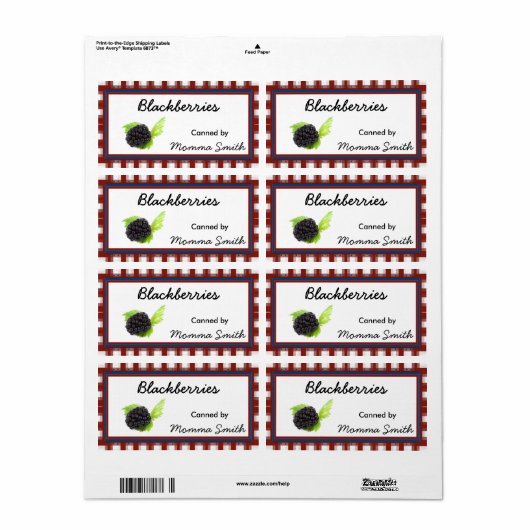 Land BlackBerry aangepaste inblikken labels (Full Sheet)