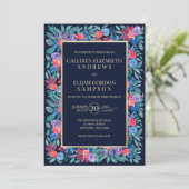 Land Bloemen Aardbeien Waterverf bruiloft Kaart (Staand voorkant)