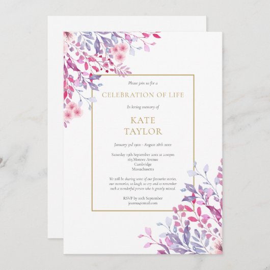 Land Bloemen Begrafenis Viering van het leven Kaart (Voorkant / Achterkant)