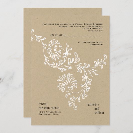 Land Bloemen bruiloft uitnodiging (Voorkant / Achterkant)