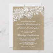 Land Bloemen Burlap en Kant Bruiloft Uitnodigingen (Voorkant)