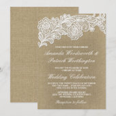 Land Bloemen Burlap en Kant Bruiloft Uitnodigingen (Voorkant / Achterkant)