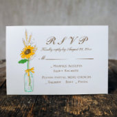 Land Bloemen Geel Zonnebloem Bruiloft RSVP Uitnodiging Briefkaart