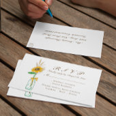 Land Bloemen Geel Zonnebloem Bruiloft RSVP Uitnodiging Briefkaart