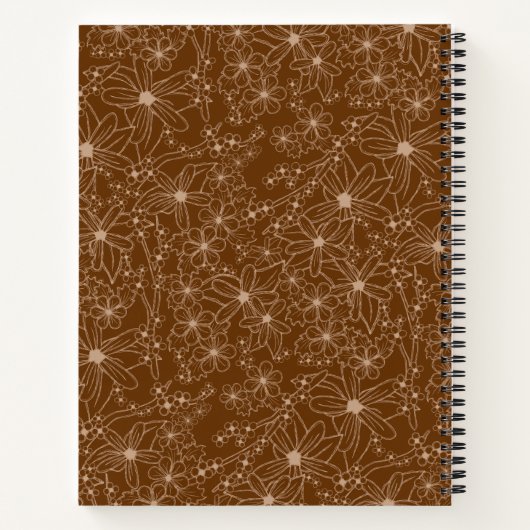 Land Bloemen Hand getrokken Patroon Tan  Notitieboek (Achterkant)