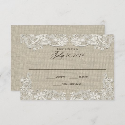 Land Bloemen Kant Design Huwelijksreactie Kaart (Voorkant / Achterkant)