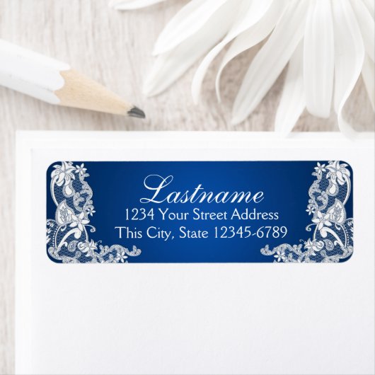  Land Bloemen Kant Saffier Blauw Etiket (Insitu)