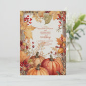 Land Bloemen Pompoen Scrip Bruiloft Kaart (Staand voorkant)