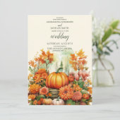 Land Bloemen Pompoen Scrip Bruiloft Kaart (Staand voorkant)