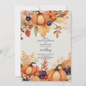 Land Bloemen Pompoen Scrip Bruiloft Kaart (Voorkant)