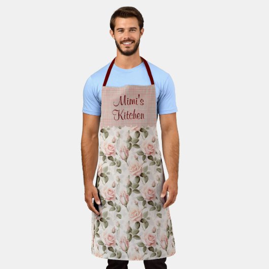 Land Bloemen Rozen overal print gepersonaliseerd Schort (Gedragen)